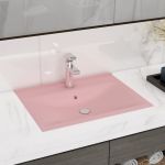 Chiuvetă baie lux orificiu robinet roz mat 60x46 cm ceramică GartenMobel Dekor