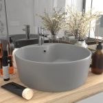 Chiuvetă de lux cu preaplin, gri deschis mat, 36x13 cm ceramică GartenMobel Dekor