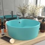 Chiuvetă de lux cu preaplin verde deschis mat 36x13 cm ceramică GartenMobel Dekor
