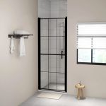 Ușă de duș, negru, 91 x 195 cm, sticlă securizată GartenMobel Dekor