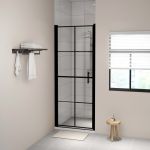 Ușă de duș, negru, 91 x 195 cm, sticlă securizată GartenMobel Dekor