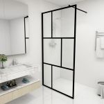 Paravan de duș walk-in, negru, 100x195 cm, sticlă securizată GartenMobel Dekor