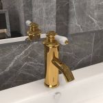 Robinet chiuvetă de baie, auriu, 130x180 mm GartenMobel Dekor