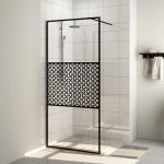 Paravan de duș walk-in negru 90x195 cm sticlă ESG transparentă GartenMobel Dekor
