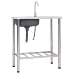 Chiuvetă de camping cu o cuvă, cu robinet, oțel inoxidabil GartenMobel Dekor