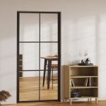 Ușă de interior, negru, 102,5x201,5 cm, sticlă ESG și aluminiu GartenMobel Dekor