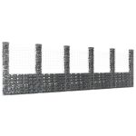 Coș gabion în formă de U cu 6 stâlpi, 620x20x200 cm, fier GartenMobel Dekor