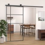 Ușă glisantă, negru, 102,5x205 cm, sticlă ESG și aluminiu GartenMobel Dekor