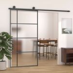 Ușă glisantă ,negru, 102,5x205 cm, sticlă mată ESG și aluminiu GartenMobel Dekor