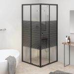 Cabină de duș cu dungi, negru, 80x80x180 cm, ESG GartenMobel Dekor
