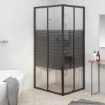 Cabină de duș cu dungi, negru, 90x70x180 cm, ESG GartenMobel Dekor