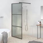 Paravan de duș walk-in 80x195 cm sticlă ESG închisă negru GartenMobel Dekor