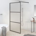 Perete cabină duș walk-in negru 115x195 cm sticlă ESG semi-mată GartenMobel Dekor