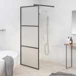 Perete cabină duș walk-in negru 80x195 cm sticlă ESG semi-mată GartenMobel Dekor