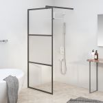 Perete cabină duș walk-in negru 90x195 cm sticlă ESG semi-mată GartenMobel Dekor