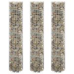 Strat înălțat gabion 3 buc. Ø30x150 cm oțel galvanizat circular GartenMobel Dekor
