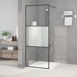 Perete cabină duș walk-in negru 80x195 cm sticlă ESG semi-mată GartenMobel Dekor