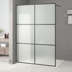 Perete cabină duș walk-in negru 140x195 cm sticlă ESG mată GartenMobel Dekor