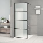 Perete cabină duș walk-in negru 80x195 cm sticlă ESG mată GartenMobel Dekor