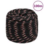 Frânghie de barcă, negru, 18 mm, 100 m, polipropilenă GartenMobel Dekor