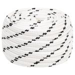 Frânghie împletită pentru barcă, alb, 16 mm x 25 m, poliester GartenMobel Dekor