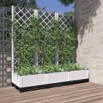 Jardinieră de grădină cu spalier, alb, 120x40x121,5 cm, PP GartenMobel Dekor