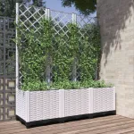 Jardinieră de grădină cu spalier, alb, 120x40x136 cm PP GartenMobel Dekor
