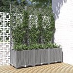 Jardinieră de grădină cu spalier, gri deschis, 120x40x136cm, PP GartenMobel Dekor