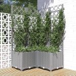 Jardinieră de grădină cu spalier, gri deschis, 80x80x136 cm, PP GartenMobel Dekor