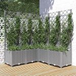 Jardinieră de grădină cu spalier gri deschis 120x120x136 cm PP GartenMobel Dekor