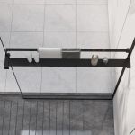Raft de duș pentru perete cabină de duș, negru, 80 cm, aluminiu GartenMobel Dekor