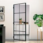 Ușă de interior negru 93x201,5 cm sticlă securiz./aluminiu slim GartenMobel Dekor