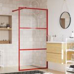 Paravan duș walk-in, roșu, 100x195 cm, sticlă ESG transparentă GartenMobel Dekor