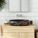 Lavoar de blat, negru, 59x40x15 cm, ceramică, oval GartenMobel Dekor