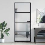 Ușă de interior negru 83x201,5 cm sticlă securiz./aluminiu slim GartenMobel Dekor