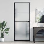 Ușă de interior negru 83x201,5 cm sticlă securiz./aluminiu slim GartenMobel Dekor