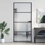 Ușă de interior negru 93x201,5 cm sticlă securiz./aluminiu slim GartenMobel Dekor