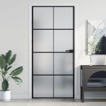 Ușă de interior negru 93x201,5 cm sticlă securiz./aluminiu slim GartenMobel Dekor