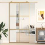 Ușă glisantă, auriu, 102,5x205 cm, sticlă ESG mată și aluminiu GartenMobel Dekor