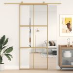Ușă glisantă, auriu, 90x205 cm, sticlă ESG mată și aluminiu GartenMobel Dekor