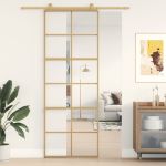 Ușă glisantă auriu 76x205 cm sticlă ESG transparentă/aluminiu GartenMobel Dekor
