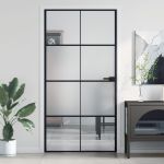 Ușă interior negru 102,5x201,5 cm sticlă securiz./aluminiu slim GartenMobel Dekor