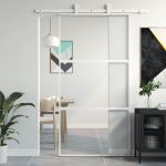 Ușă glisantă, alb, 102,5x205 cm, sticlă securizată/aluminiu GartenMobel Dekor