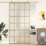 Ușă glisantă, auriu, 102,5x205 cm, sticlă ESG mată și aluminiu GartenMobel Dekor