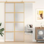 Ușă glisantă, auriu, 102,5x205 cm, sticlă ESG mată și aluminiu GartenMobel Dekor