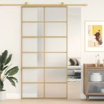 Ușă glisantă, auriu, 102,5x205 cm, sticlă ESG mată și aluminiu GartenMobel Dekor