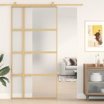 Ușă glisantă, auriu, 102,5x205 cm, sticlă ESG mată și aluminiu GartenMobel Dekor