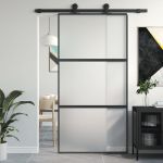 Ușă glisantă, negru, 102,5x205 cm, sticlă securizată/aluminiu GartenMobel Dekor