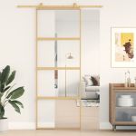 Ușă glisantă auriu 76x205 cm sticlă ESG transparentă/aluminiu GartenMobel Dekor