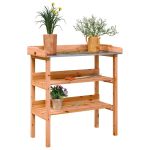 Masă de plante cu raft, maro, 78x38x82,5 cm, lemn masiv de brad GartenMobel Dekor